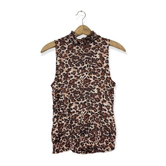Waverly Grey Leopard Print Mock Neck Sleeveless Top - Picture 1 of 7